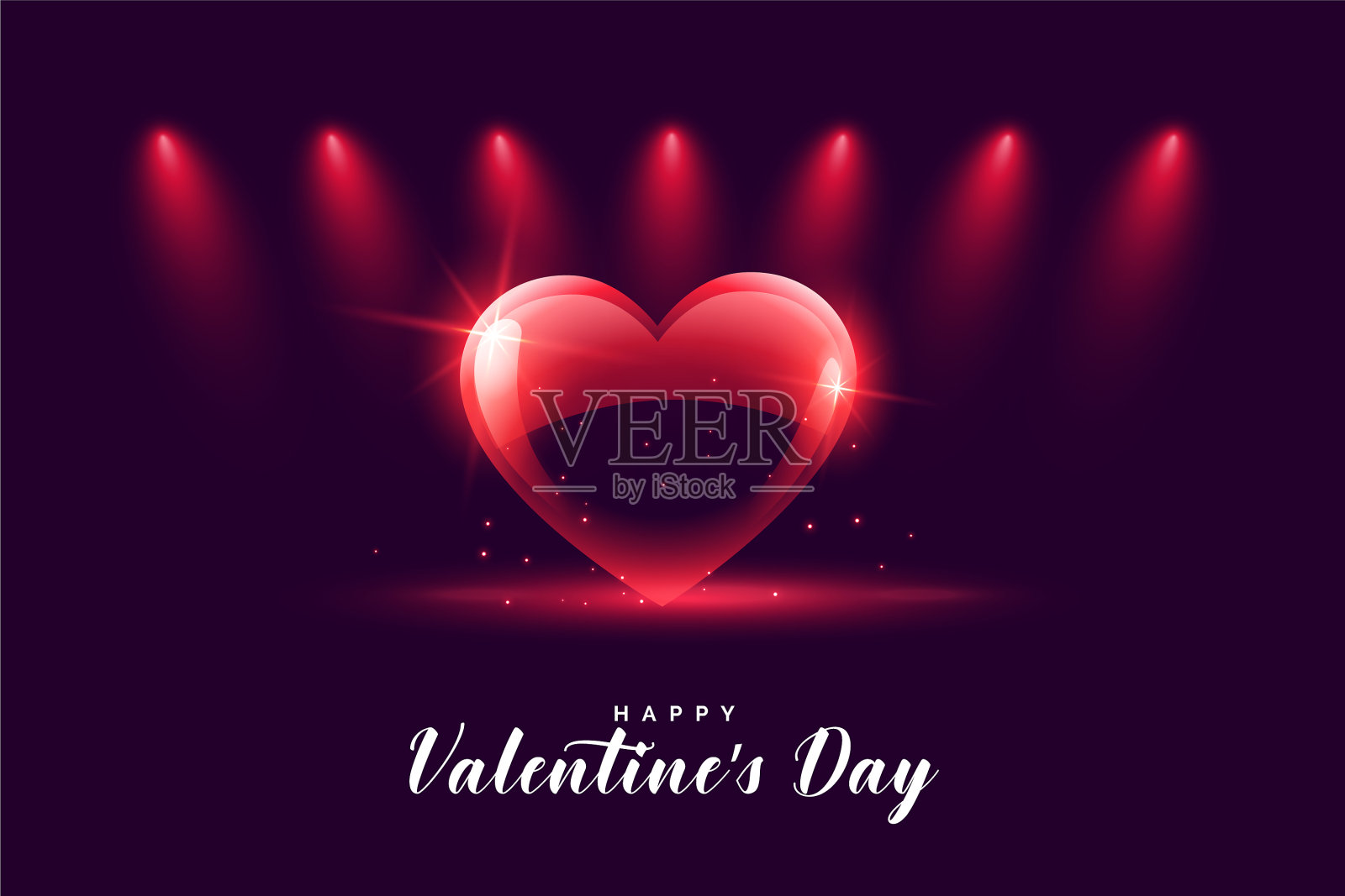 情人节快乐，心与焦点灯插画图片素材