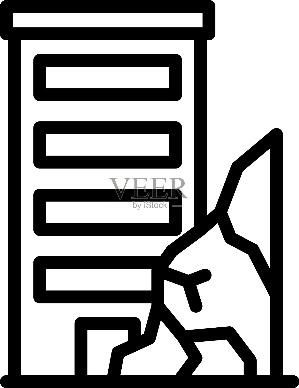 龟裂的建筑图标轮廓风格插画图片素材