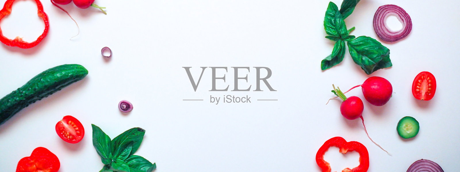 烹饪框架与新鲜蔬菜在白色背景顶视图空间文本照片摄影图片