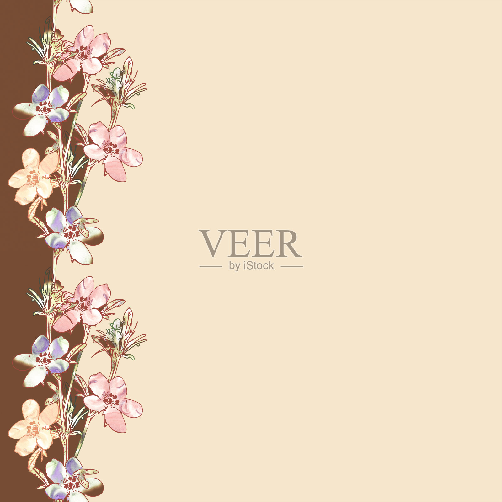 田花无缝花环，艺术。插画图片素材