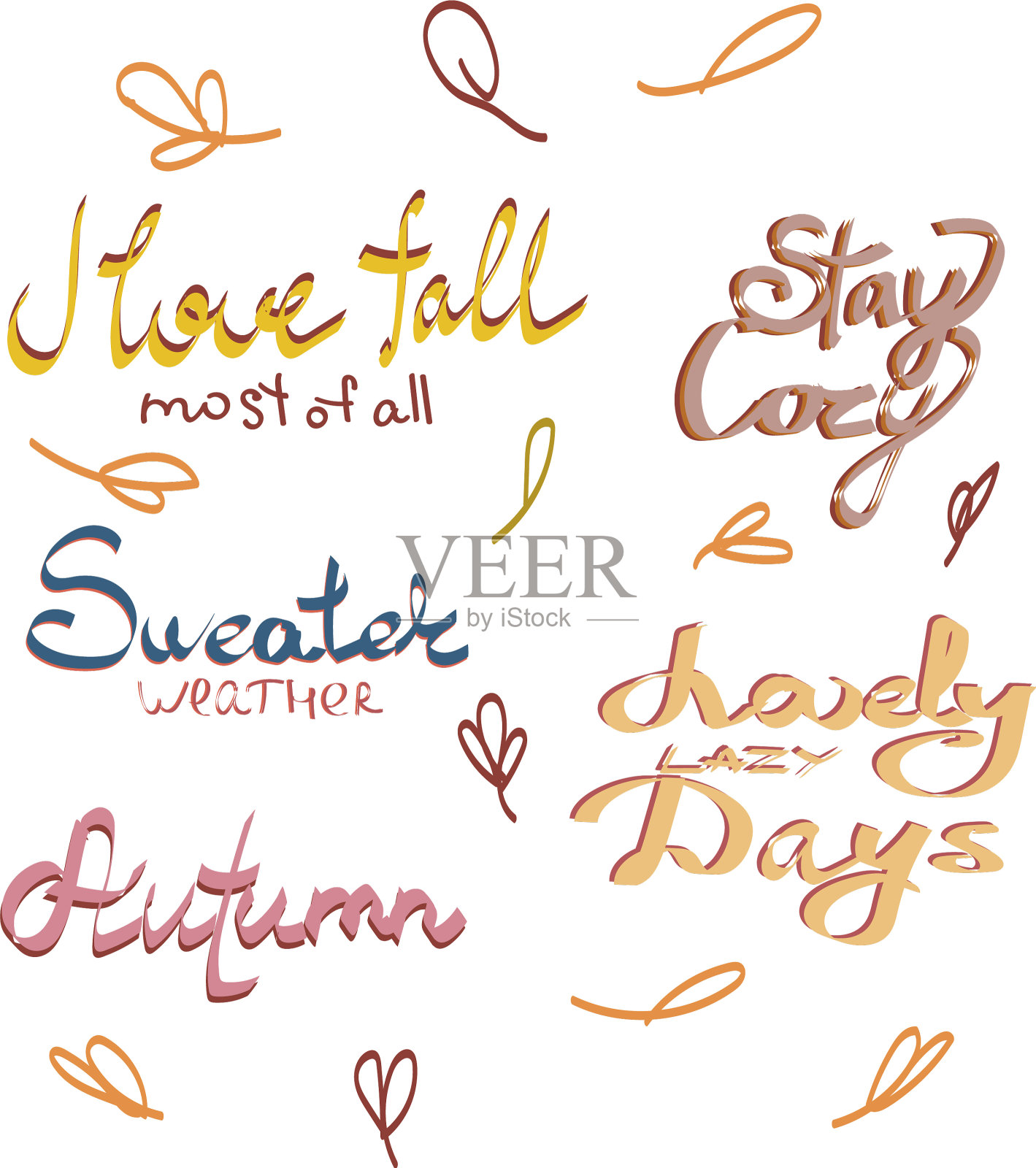 秋季手绘字体印刷集设计元素图片
