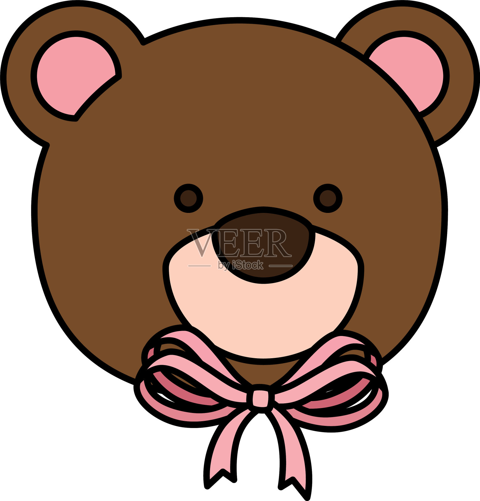 面对可爱的泰迪熊孤立图标设计元素图片