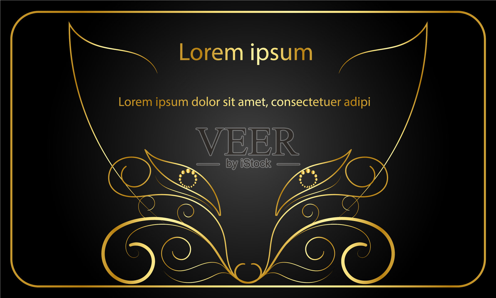 豪华的狐狸装饰漩涡花卉装饰设计插画图片素材