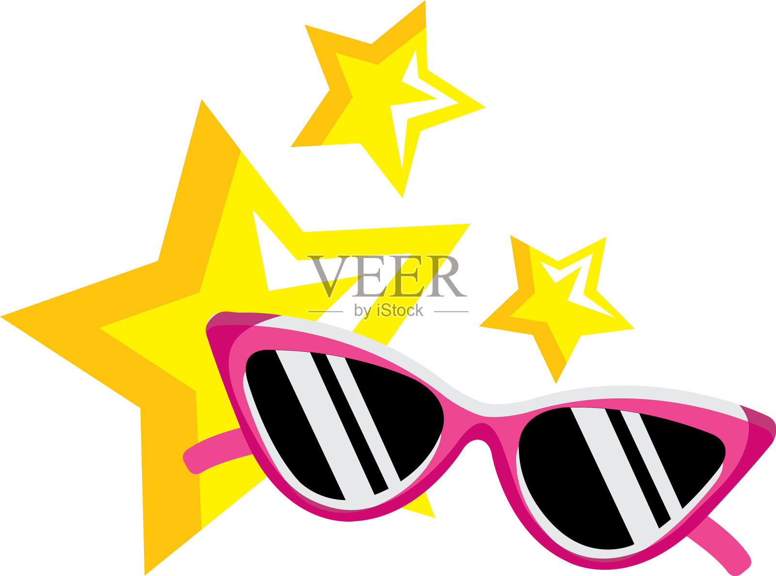 太阳镜与明星流行艺术风格图标设计元素图片