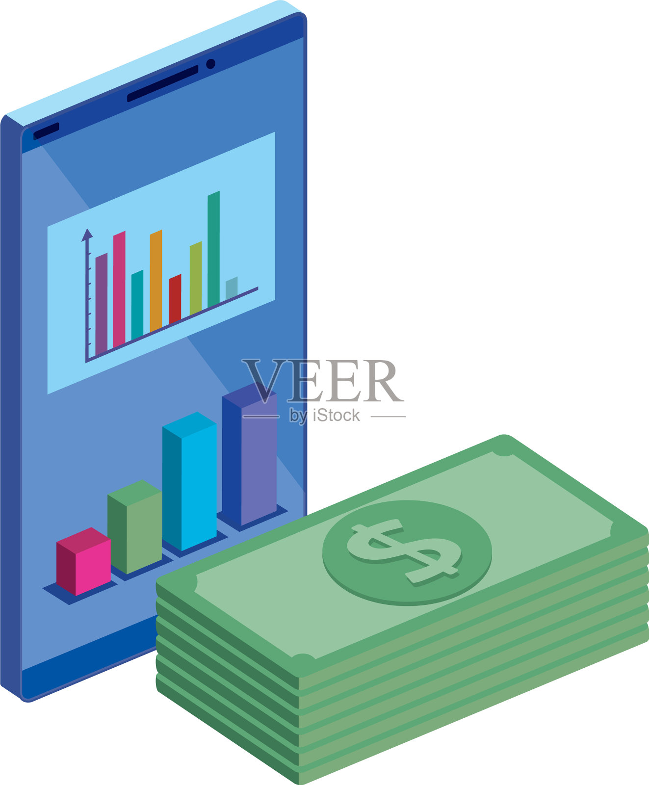 用智能手机独立图标堆叠账单设计元素图片