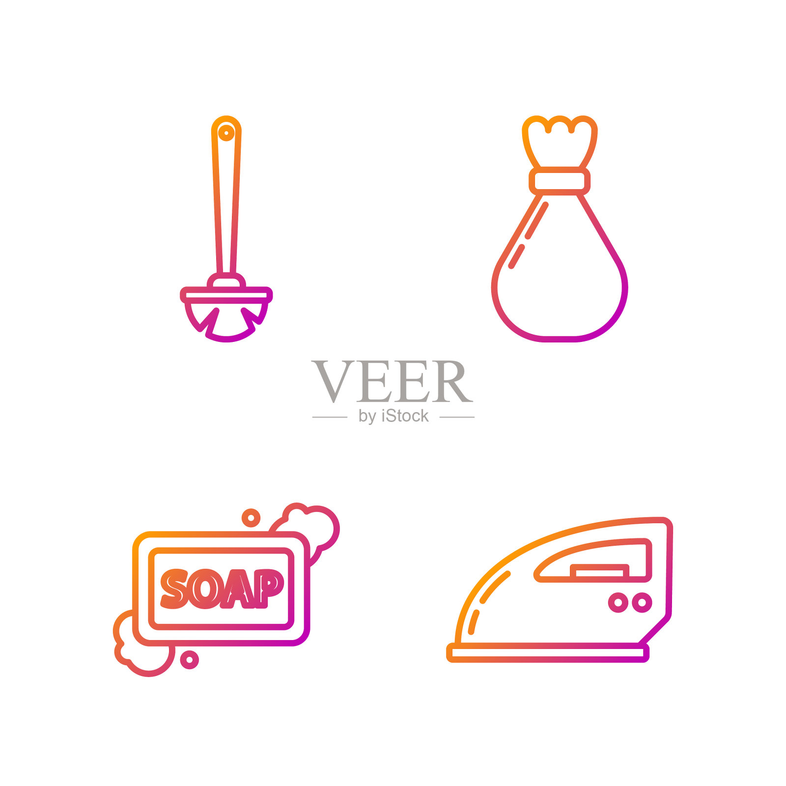 贴线电铁棒肥皂泡沫图标素材