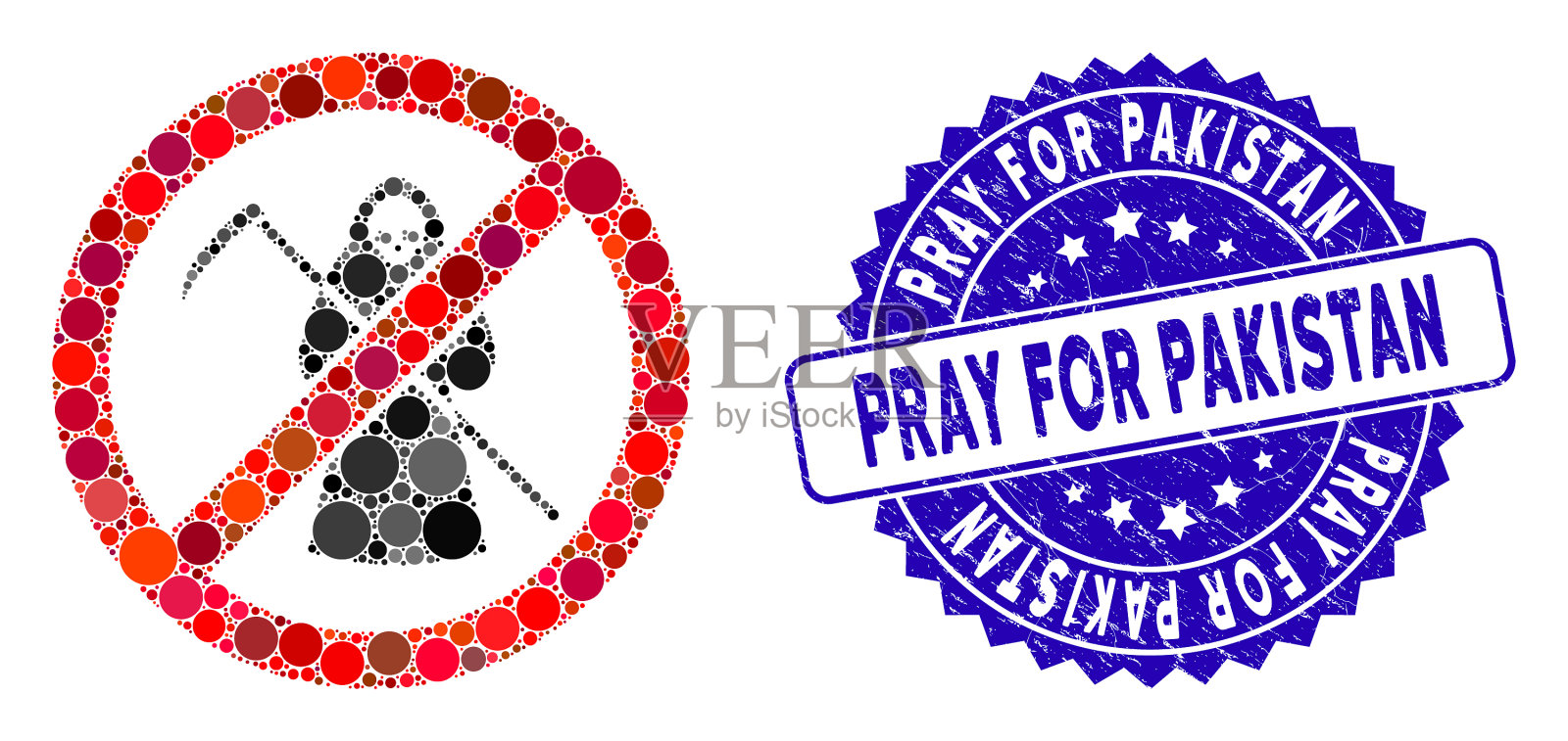 马赛克没有镰刀人的图标与grunge祈祷插画图片素材