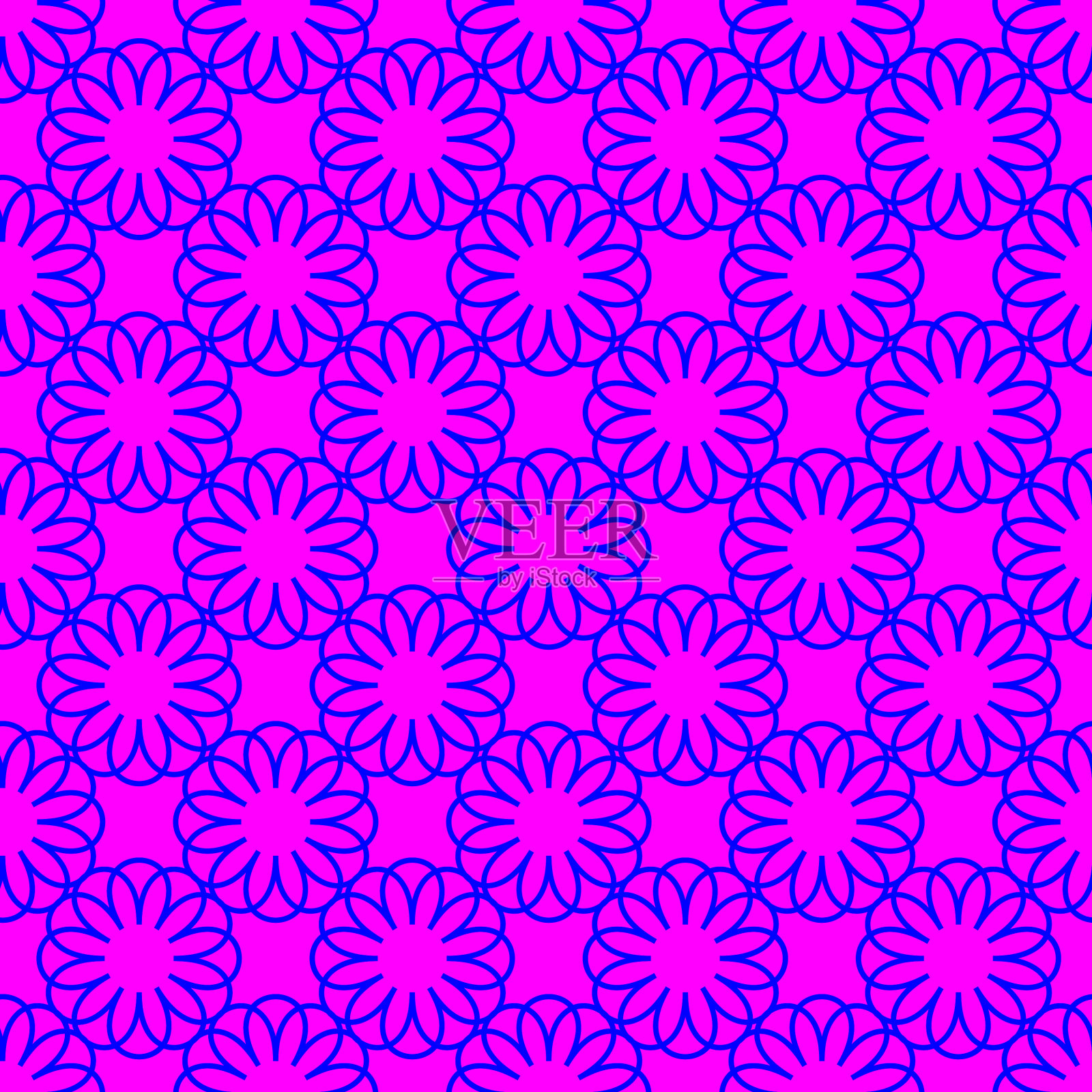 洋红上的抽象蓝色花图案插画图片素材