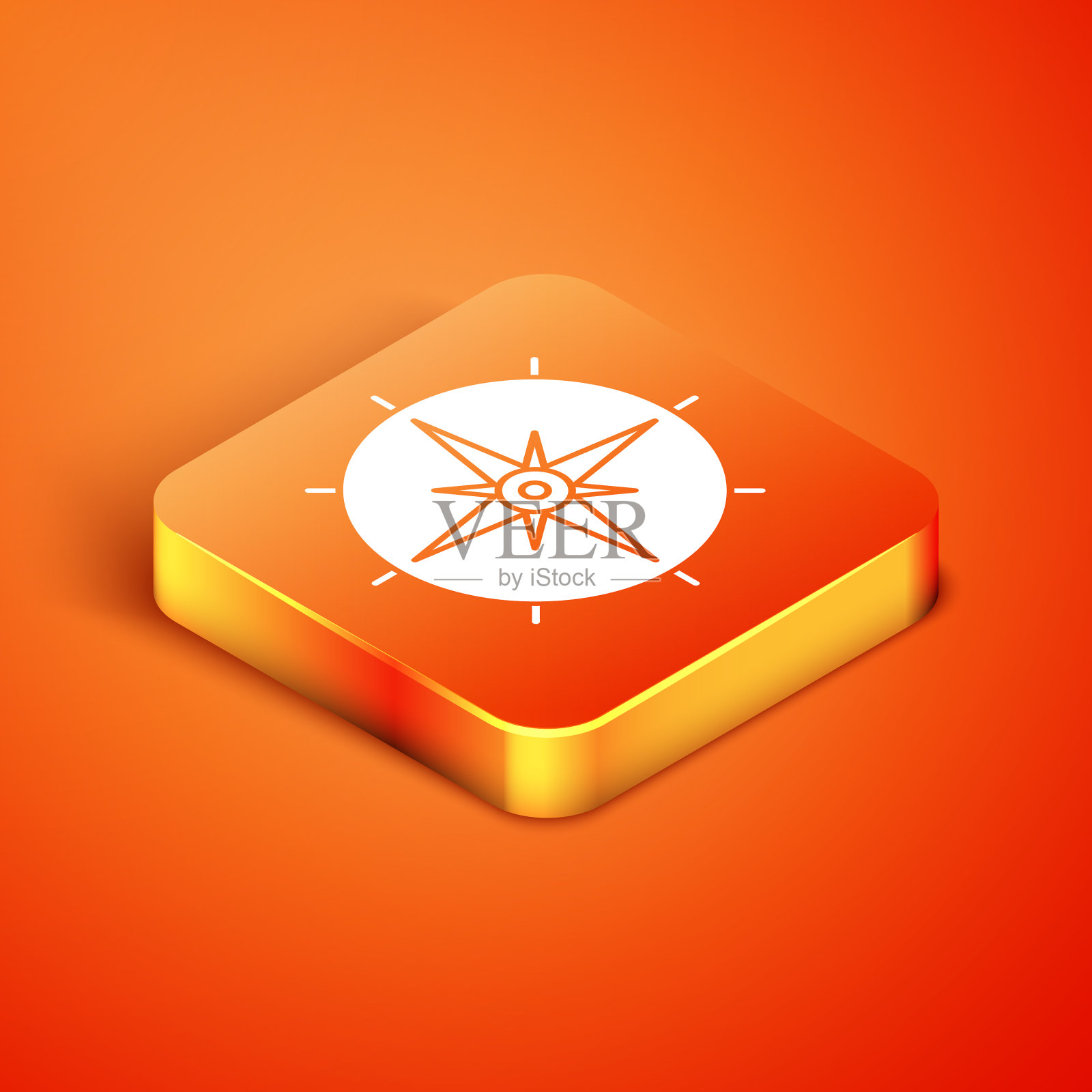 等距风玫瑰图标孤立在橙色图标素材