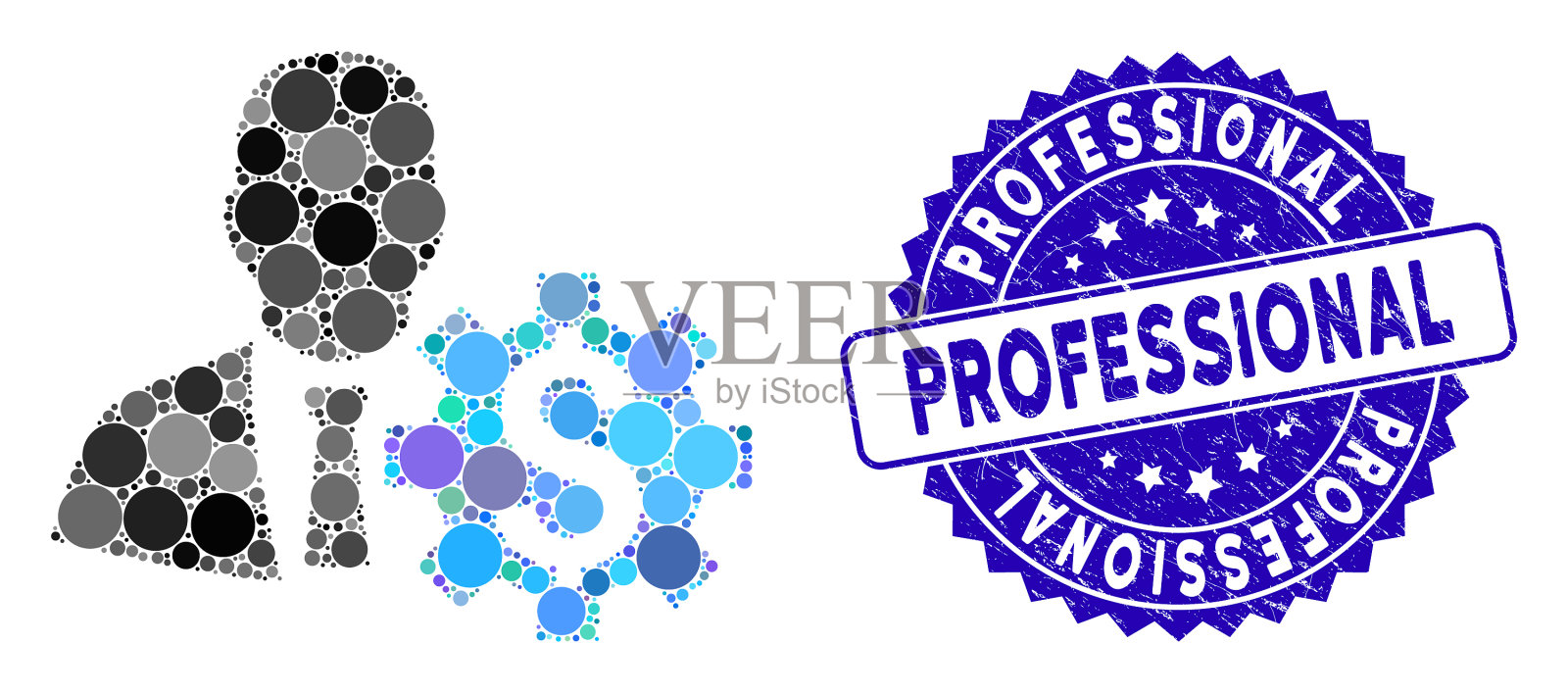 拼贴银行选择图标与痛苦插画图片素材