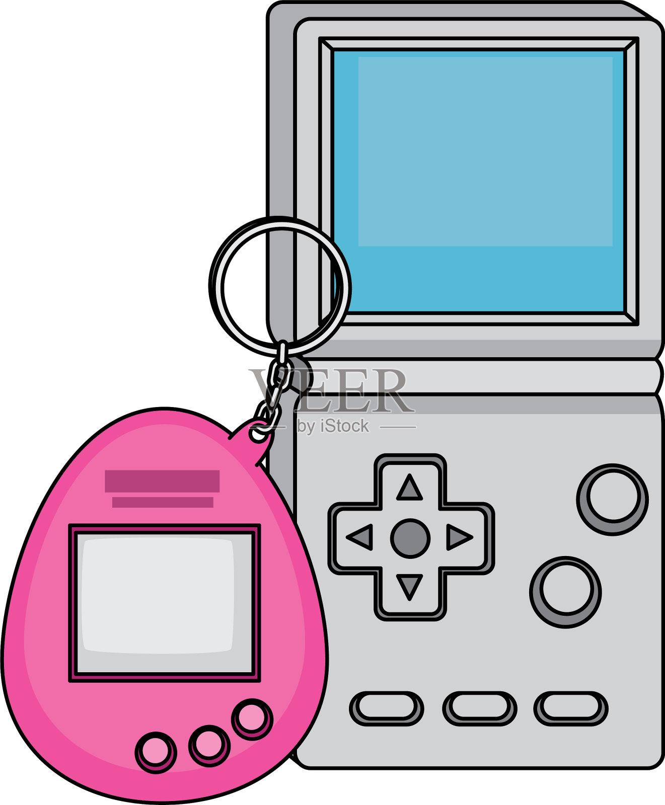 设定电子游戏90年代风格的孤立图标设计元素图片