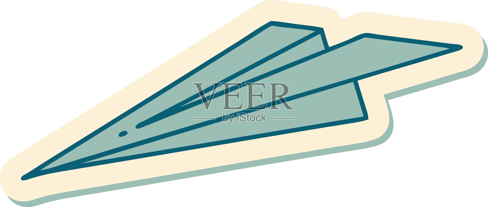 纹身风格的纸飞机贴纸插画图片素材