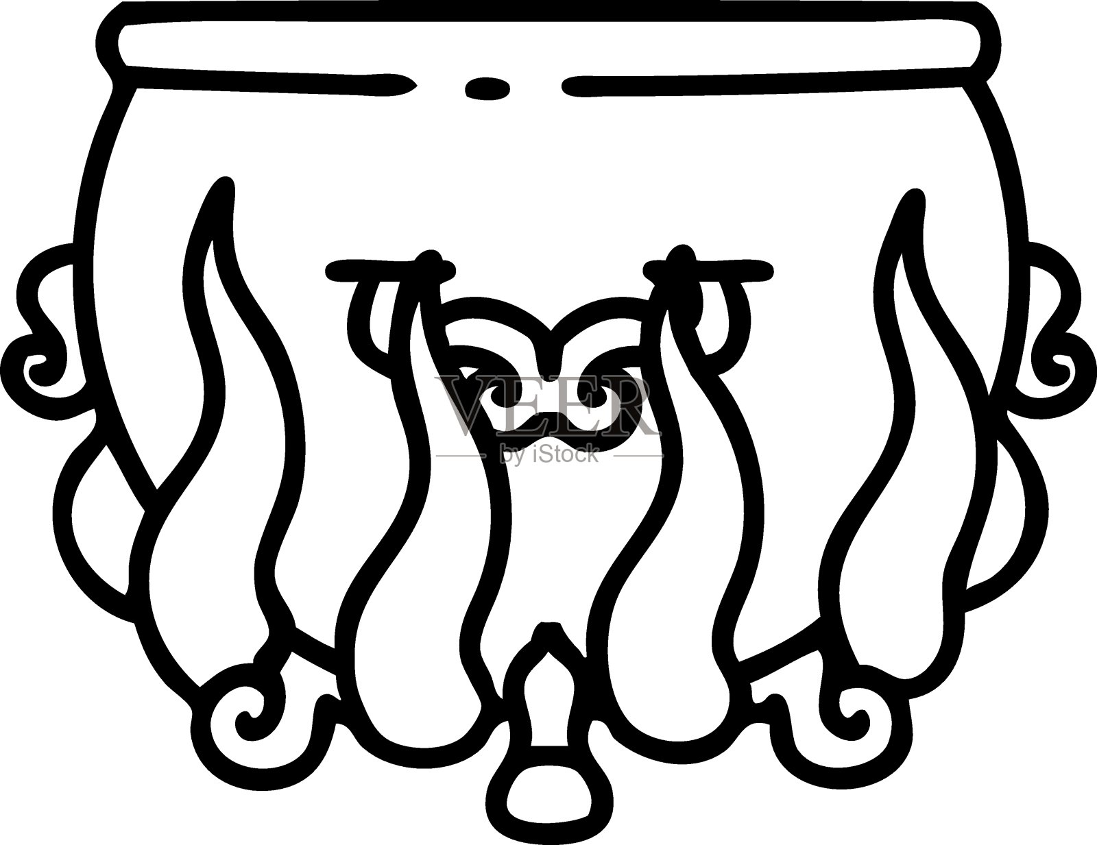 点燃的坩埚上的黑线纹身设计元素图片