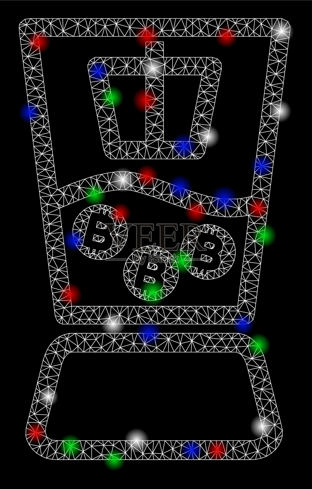 带有亮点的明亮网状网络比特币混合器插画图片素材