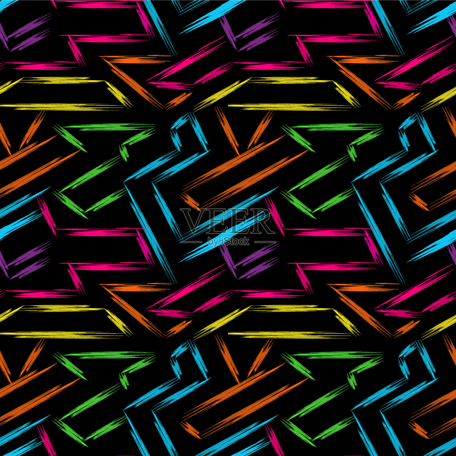 彩色抽象无缝涂鸦图案插画图片素材