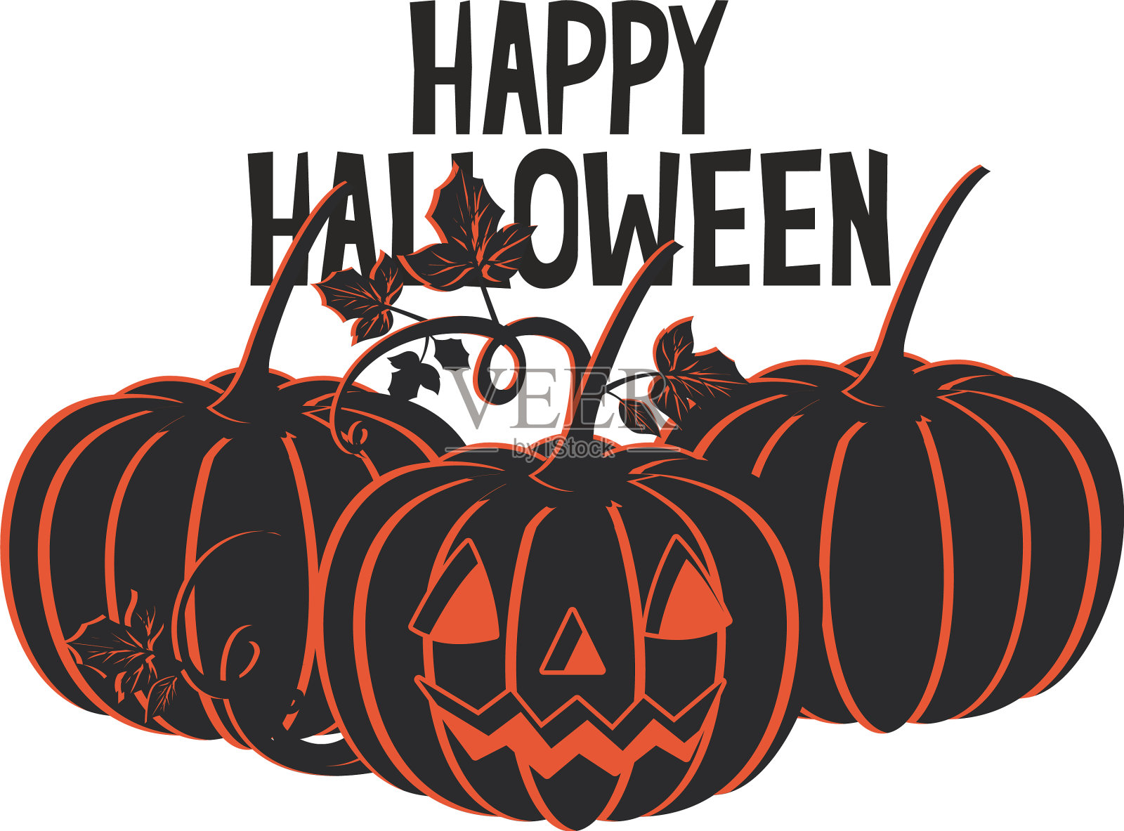 万圣节南瓜与脸的场景插画图片素材