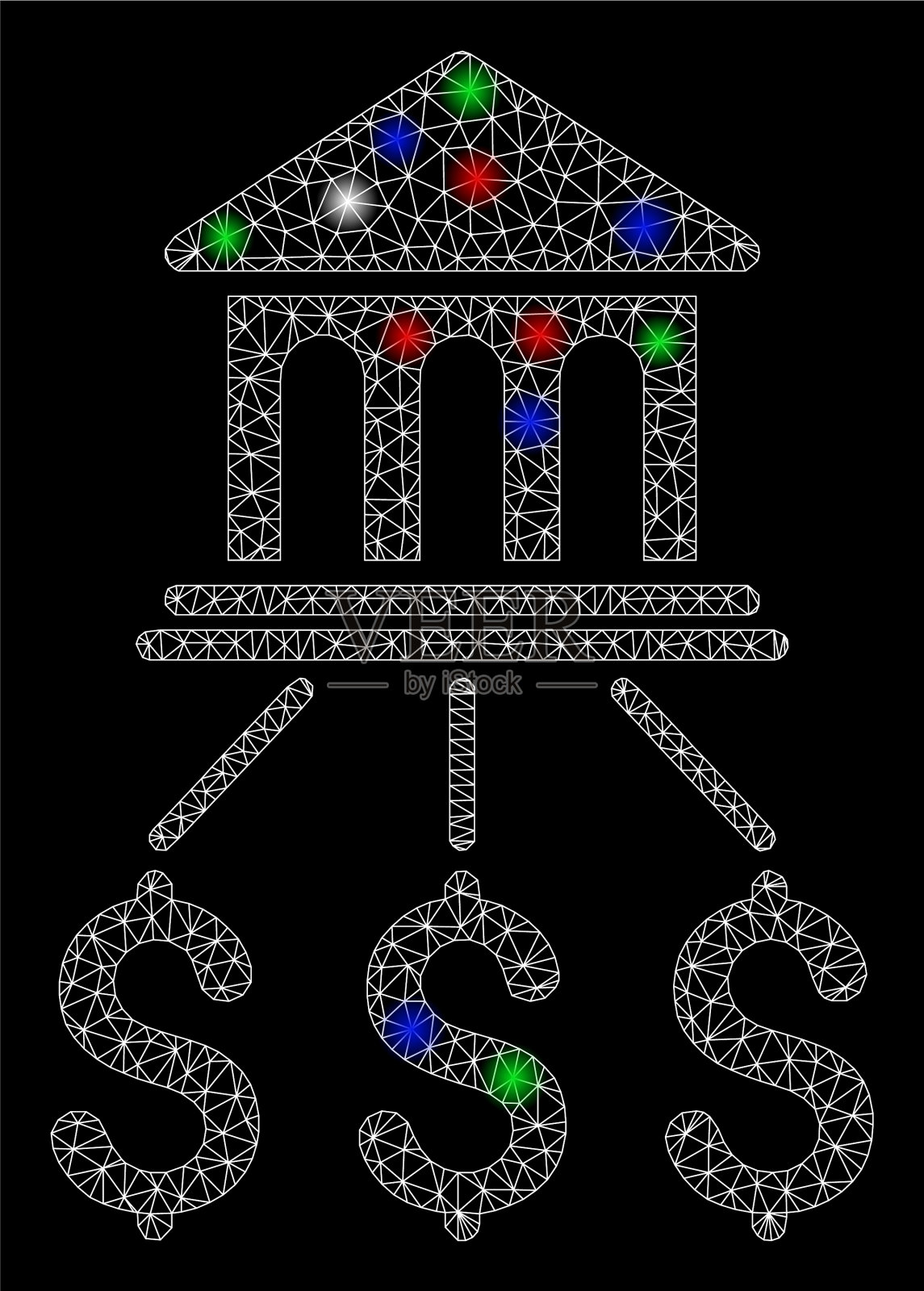 明亮的网格2d银行方案与闪光点插画图片素材