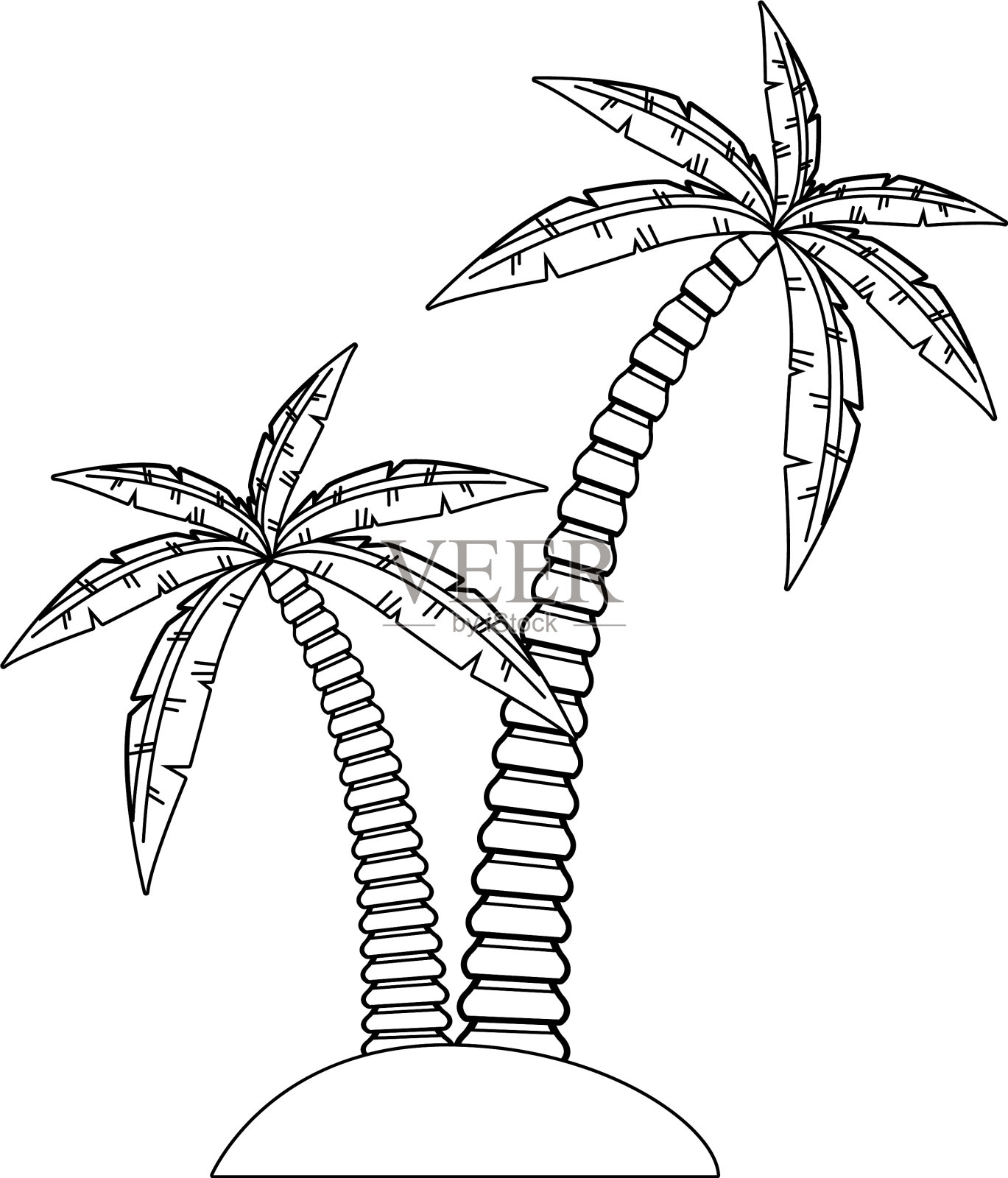 沙滩棕榈树平面设计插画图片素材