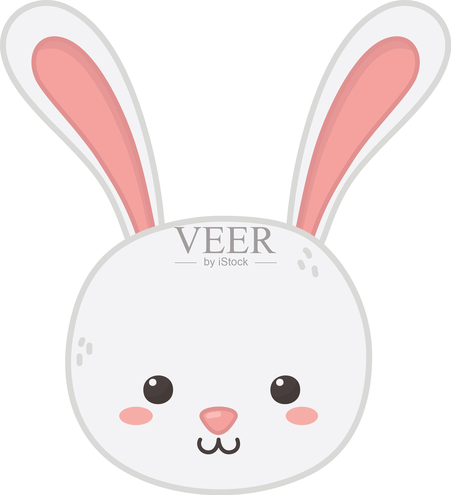 可爱的兔头动物在白色的背景设计元素图片