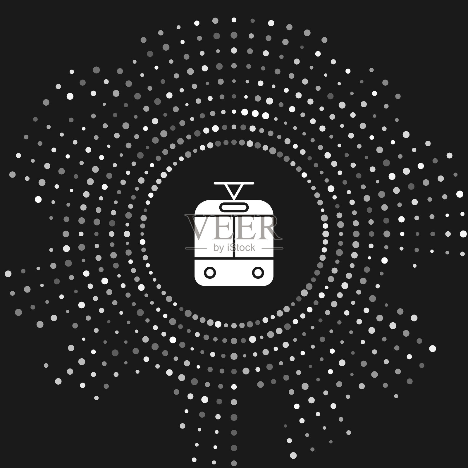 白色有轨电车和铁路图标孤立在灰色插画图片素材