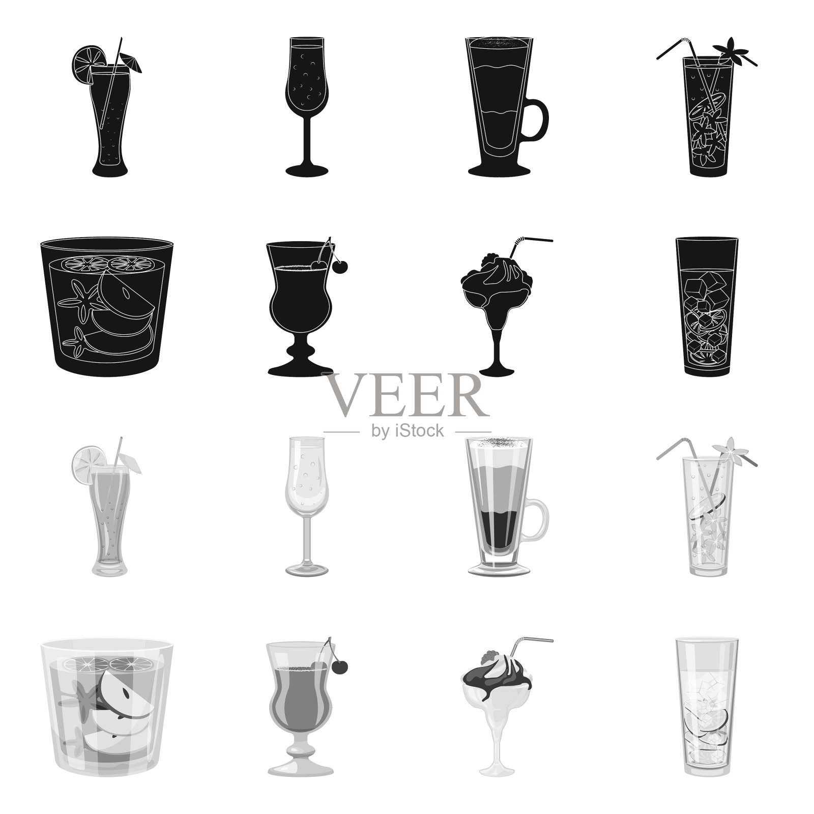 设计白酒和餐厅标志套装图标素材