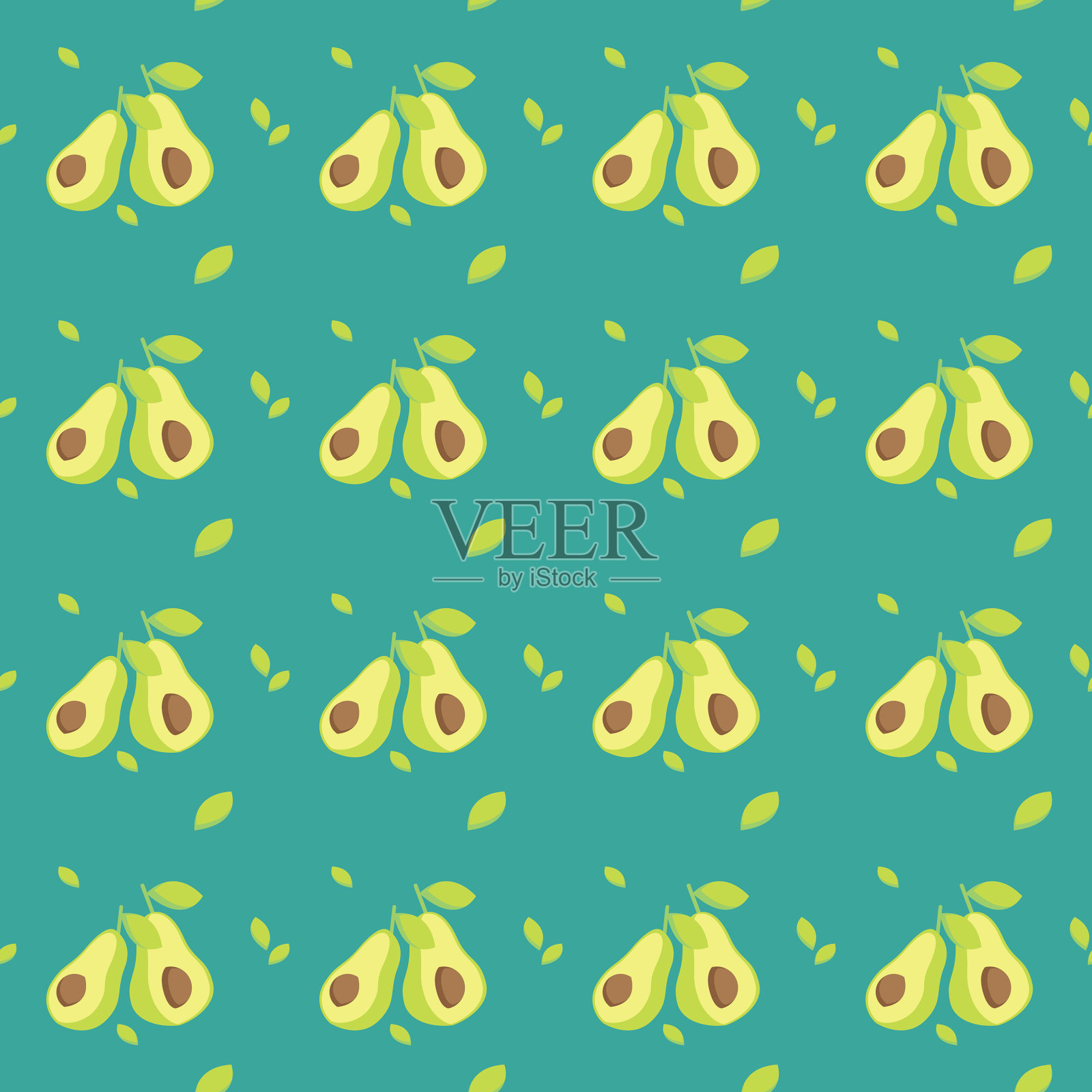 牛油果无缝图案插画图片素材