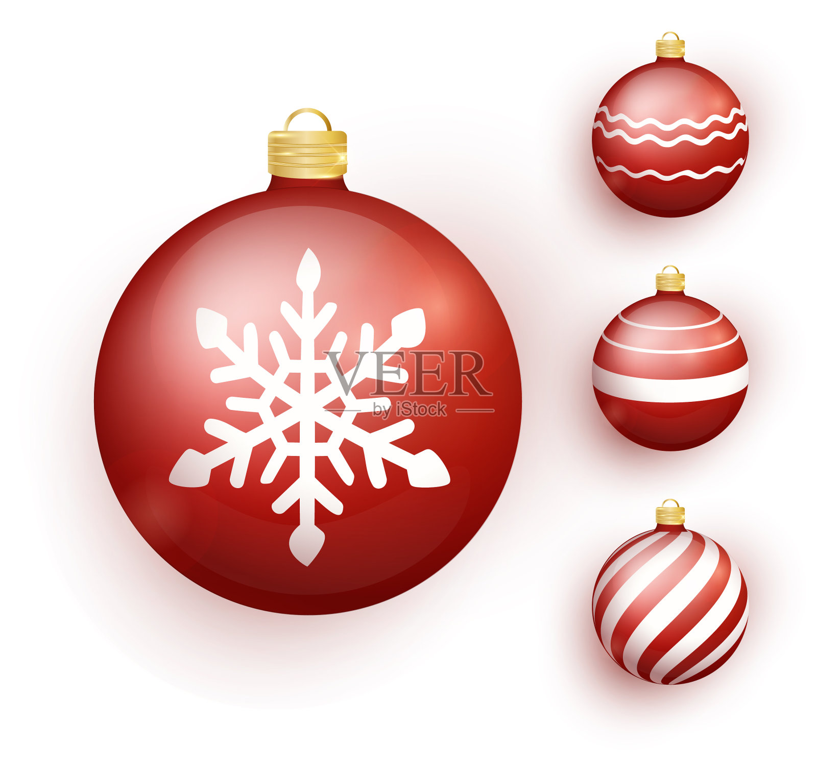 红色圣诞球与雪效果的袜子设计元素图片