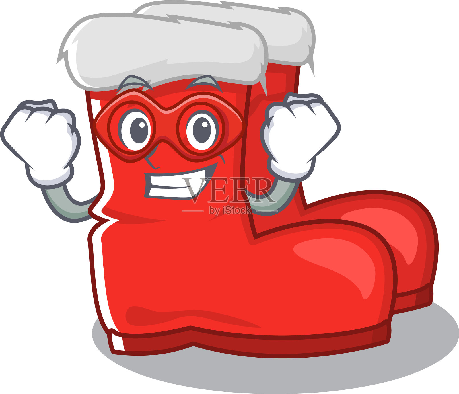 卡通鞋架上的超级英雄圣诞老人靴子插画图片素材