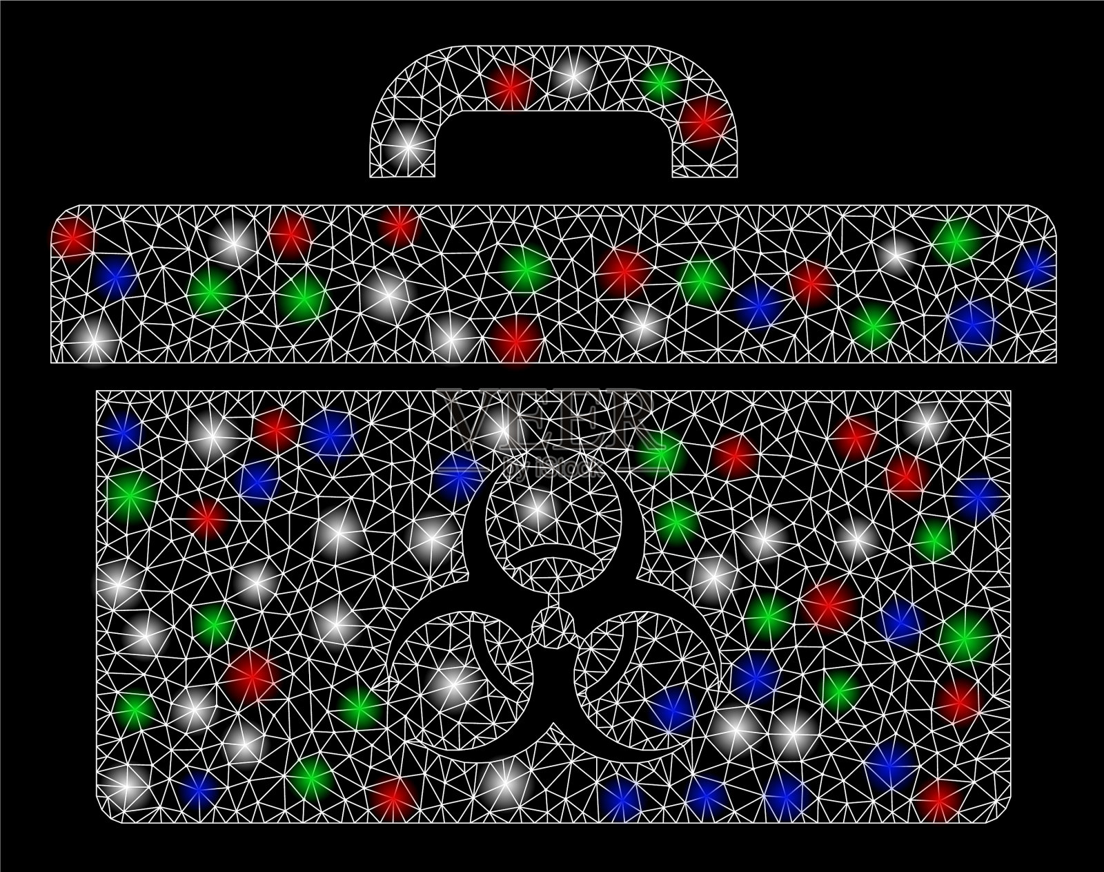 亮网钢丝架生物危害工具箱插画图片素材