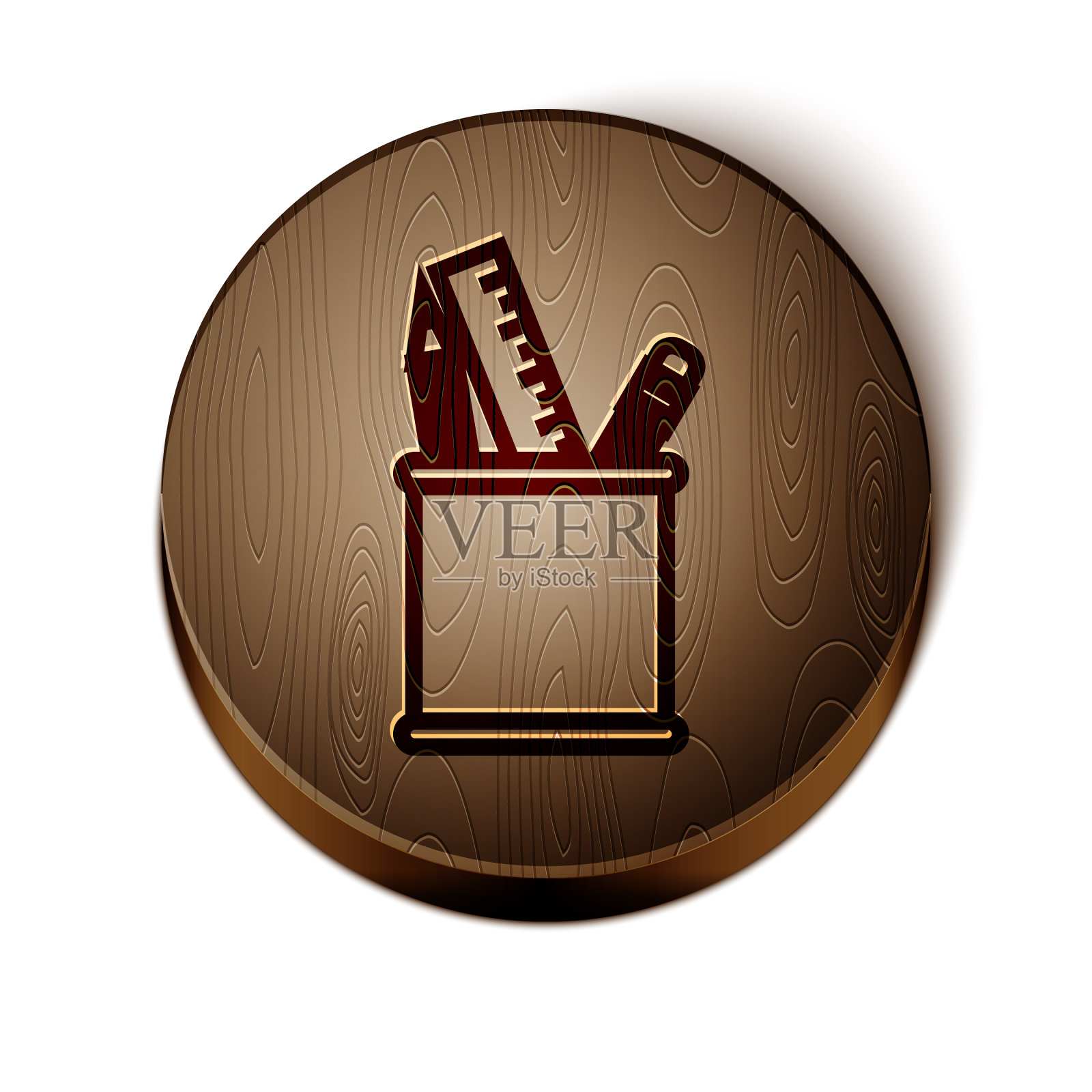 棕色线铅笔盒文具图标孤立上图标素材