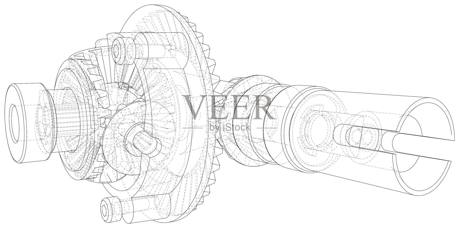 齿轮特写渲染3d线设计元素图片