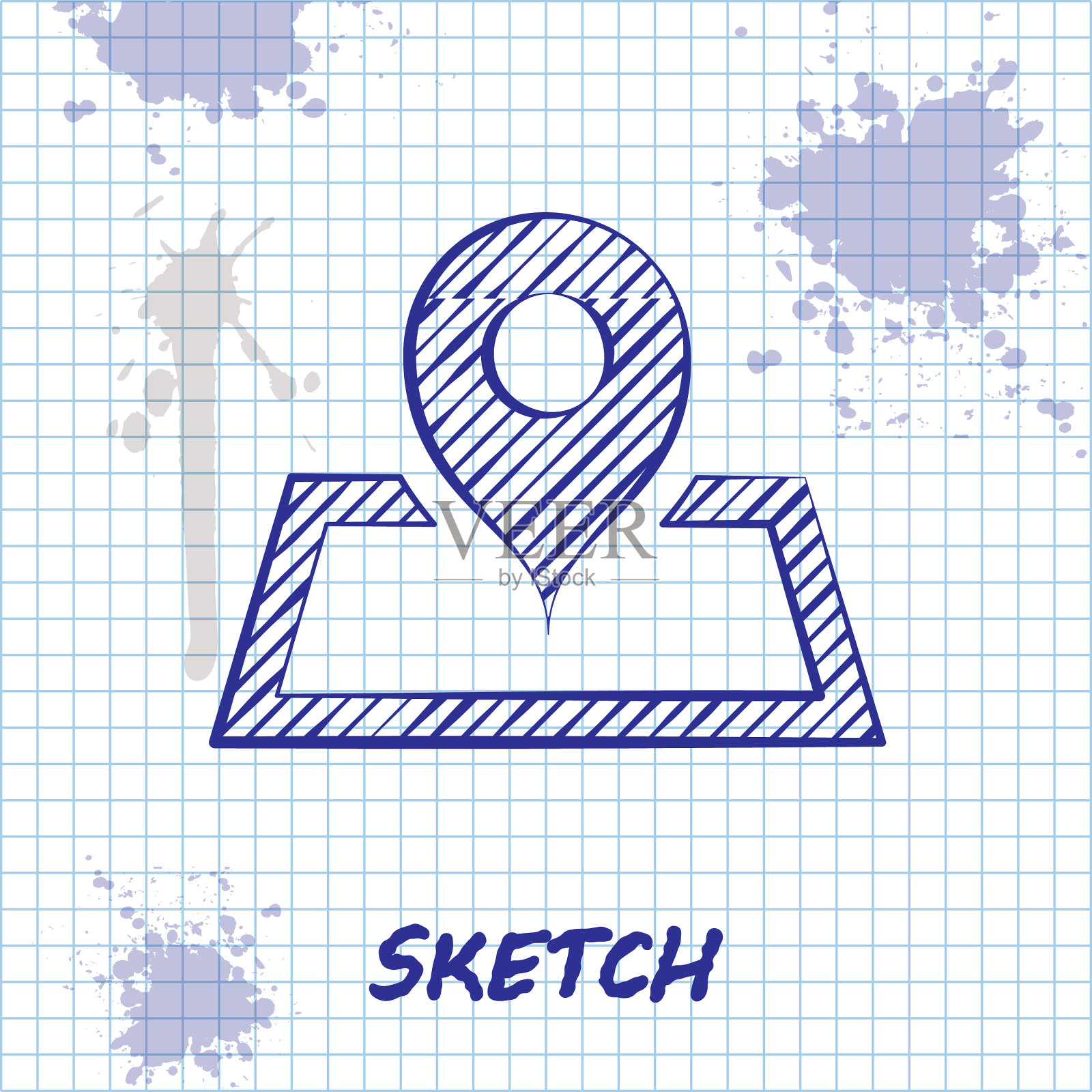 草图线占位符在地图纸上插画图片素材