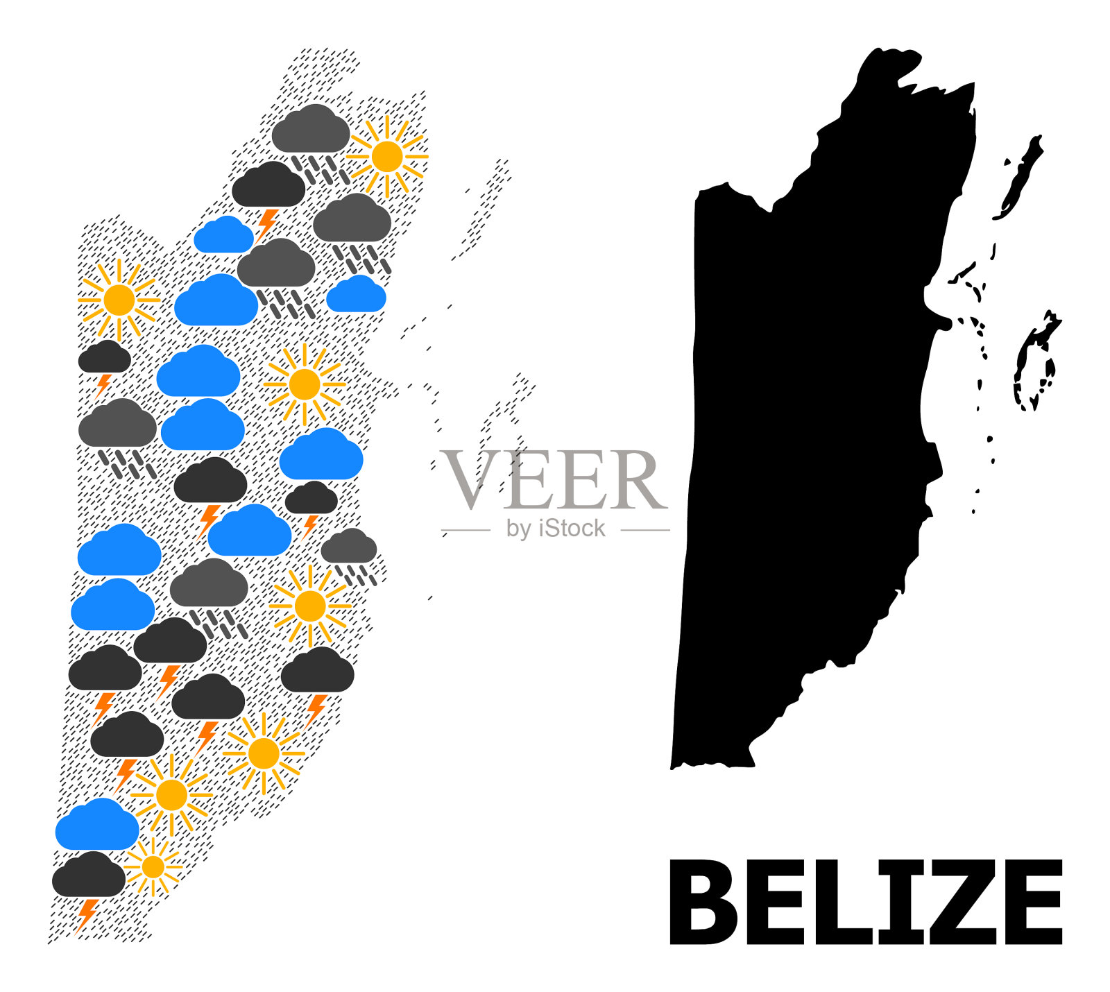 伯利兹气候模式地图插画图片素材