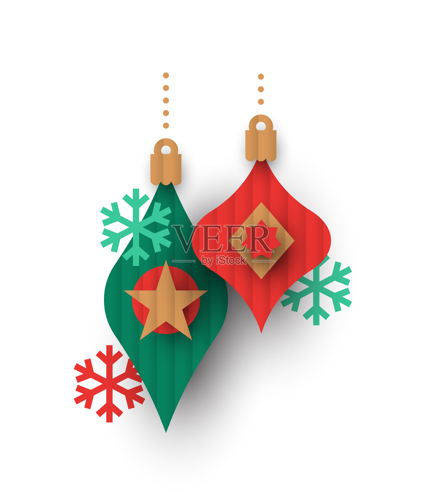 圣诞剪纸小装饰品孤立设计元素图片