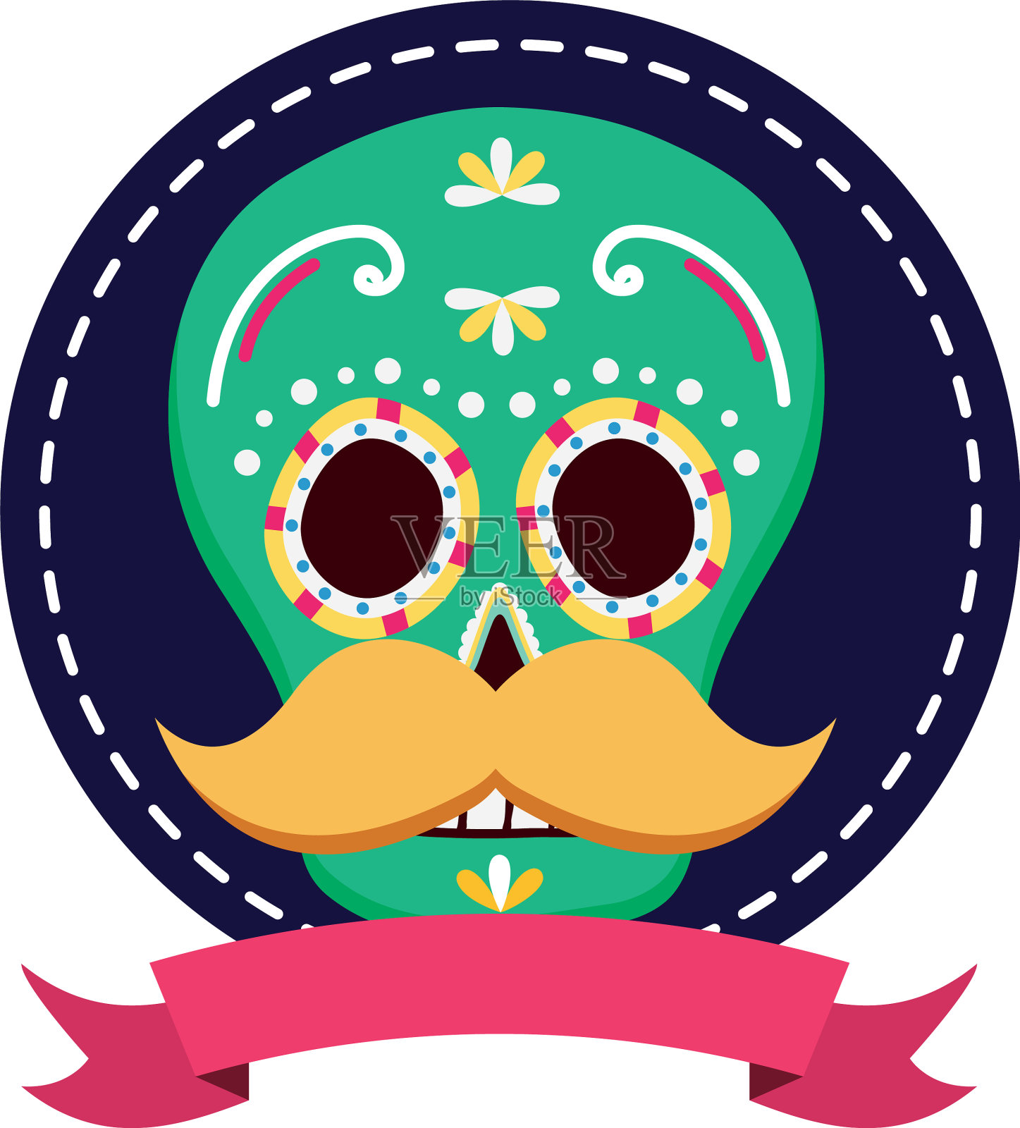 庆祝骷髅面具与设计元素图片