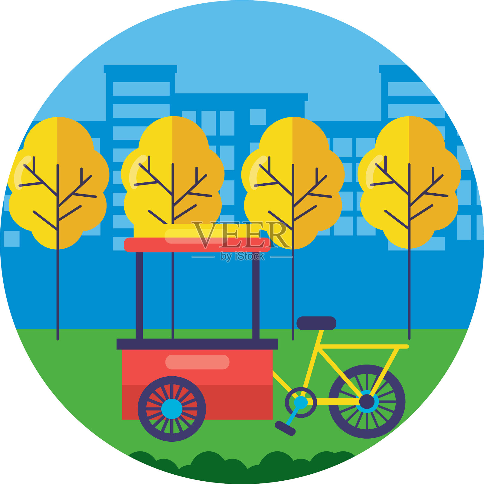 自行车食品车街道公园设计元素图片