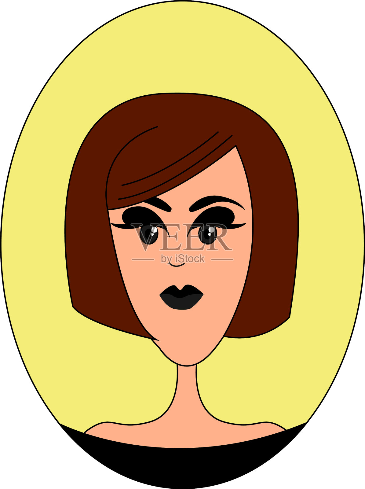 白底上黑妆的女孩设计元素图片