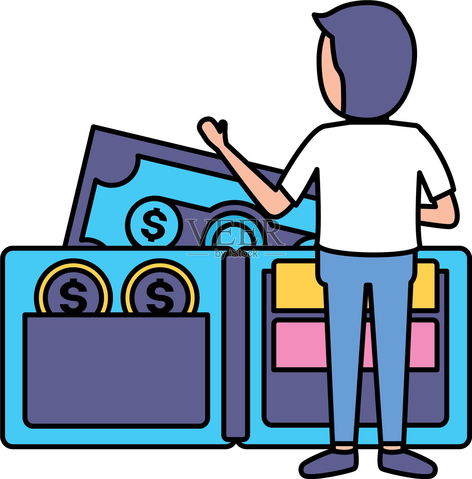 优雅的年轻商人与钱包的钱设计元素图片