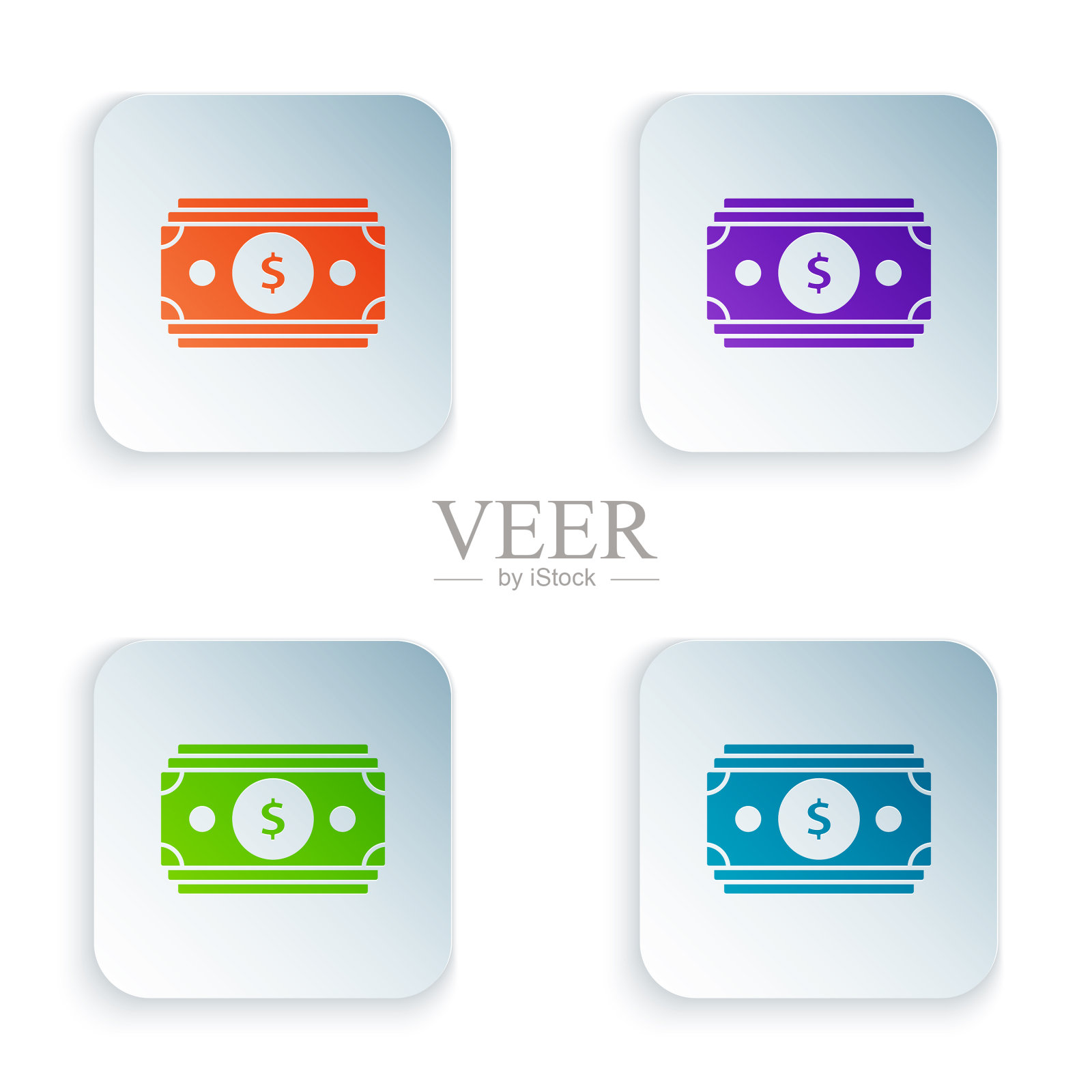 彩色叠纸钱上的现金图标孤立图标素材