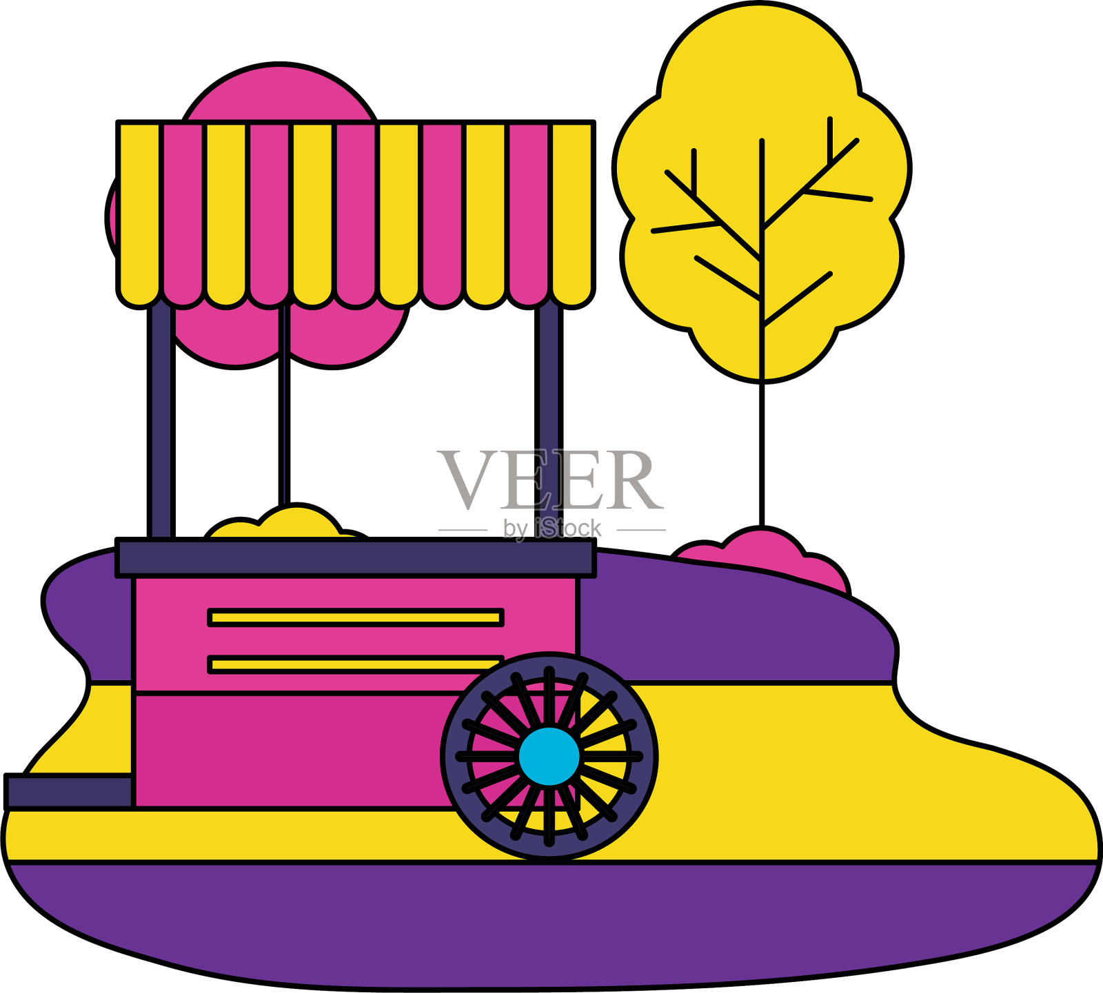 摊位美食街公园设计设计元素图片