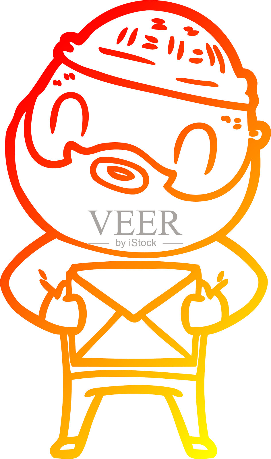 暖梯度线画卡通大胡子男人设计元素图片