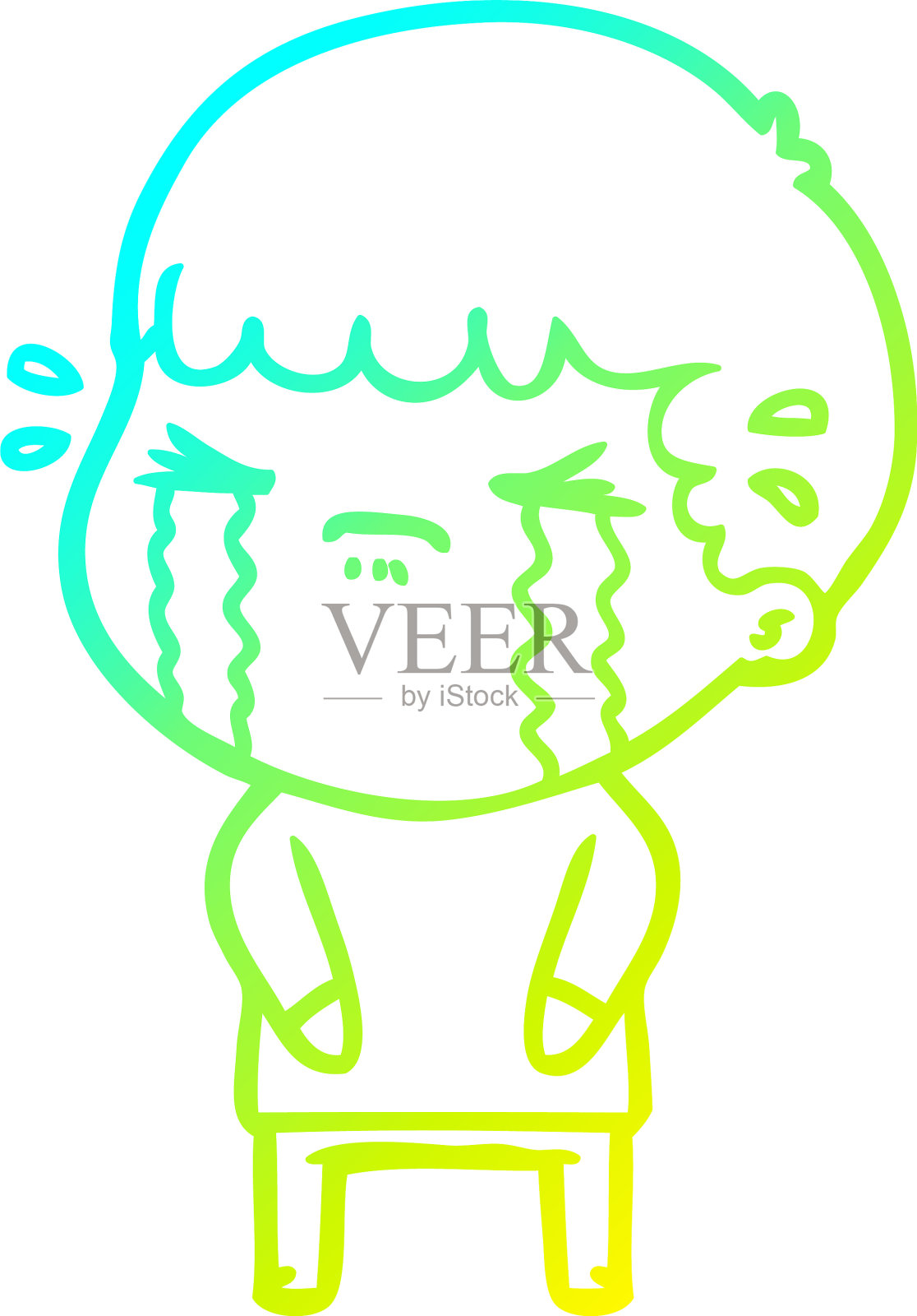 冷梯度线画卡通男人哭设计元素图片