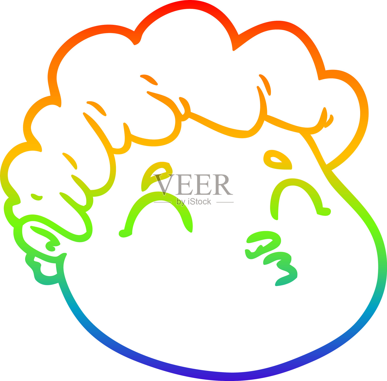 彩虹渐变线画卡通男脸设计元素图片