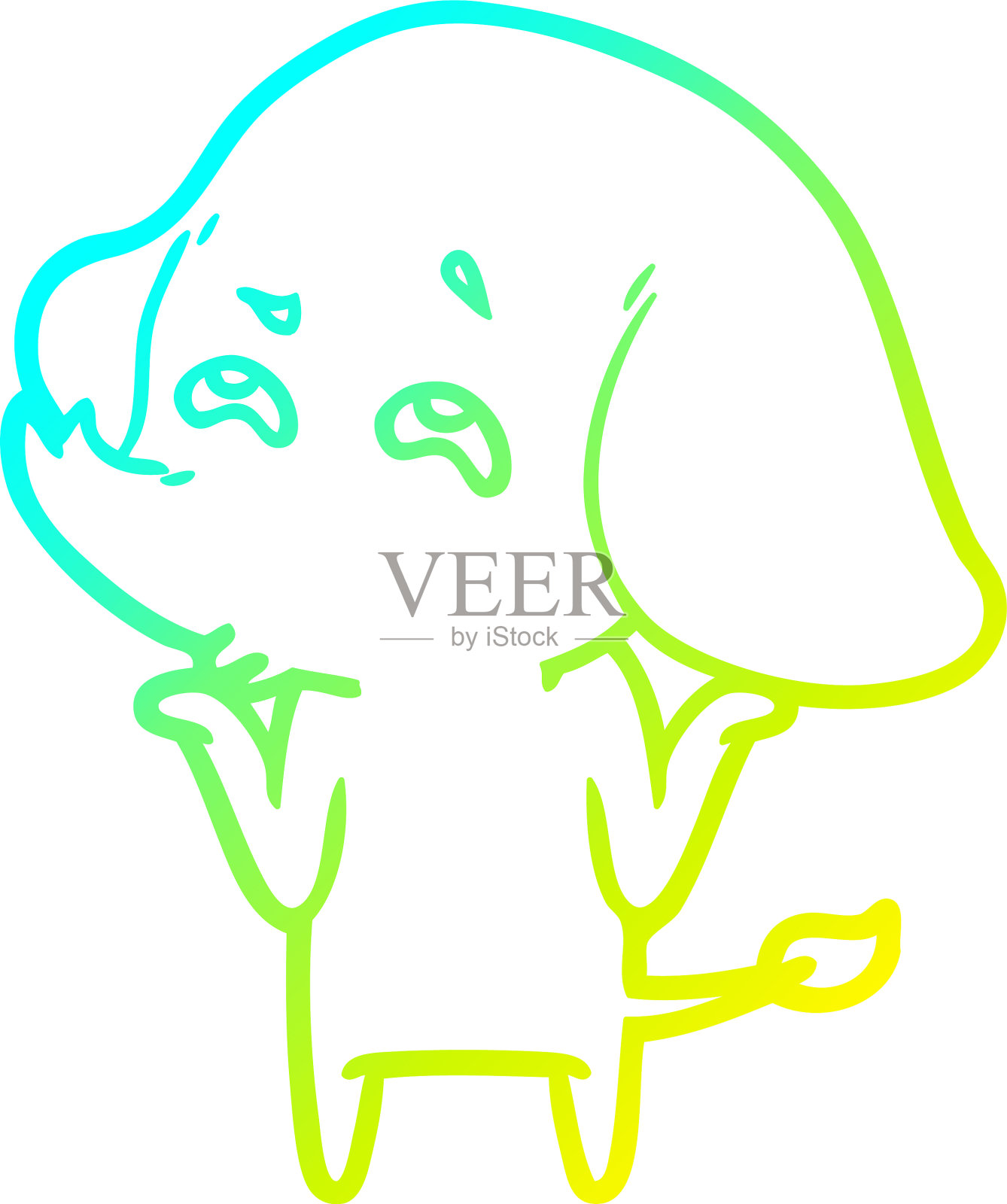 冷梯度线画卡通大象设计元素图片