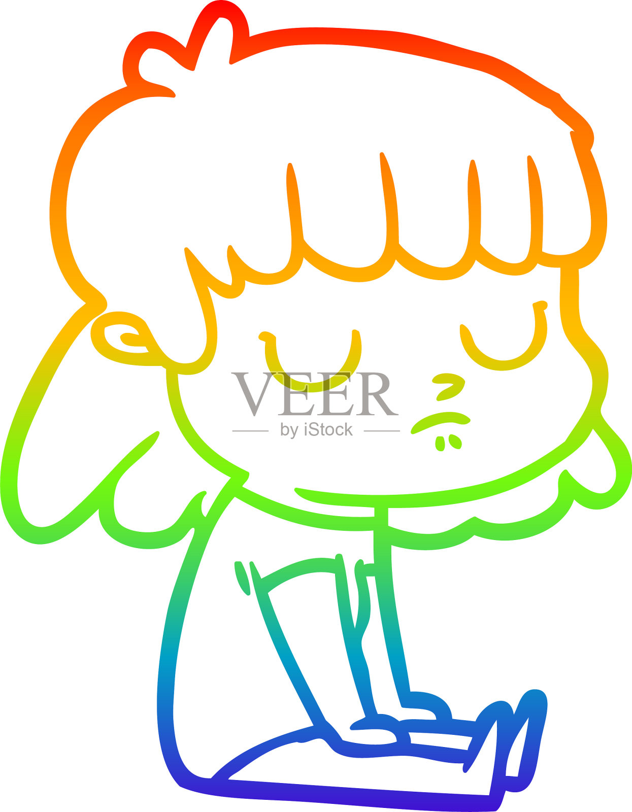 彩虹渐变线画卡通冷漠设计元素图片