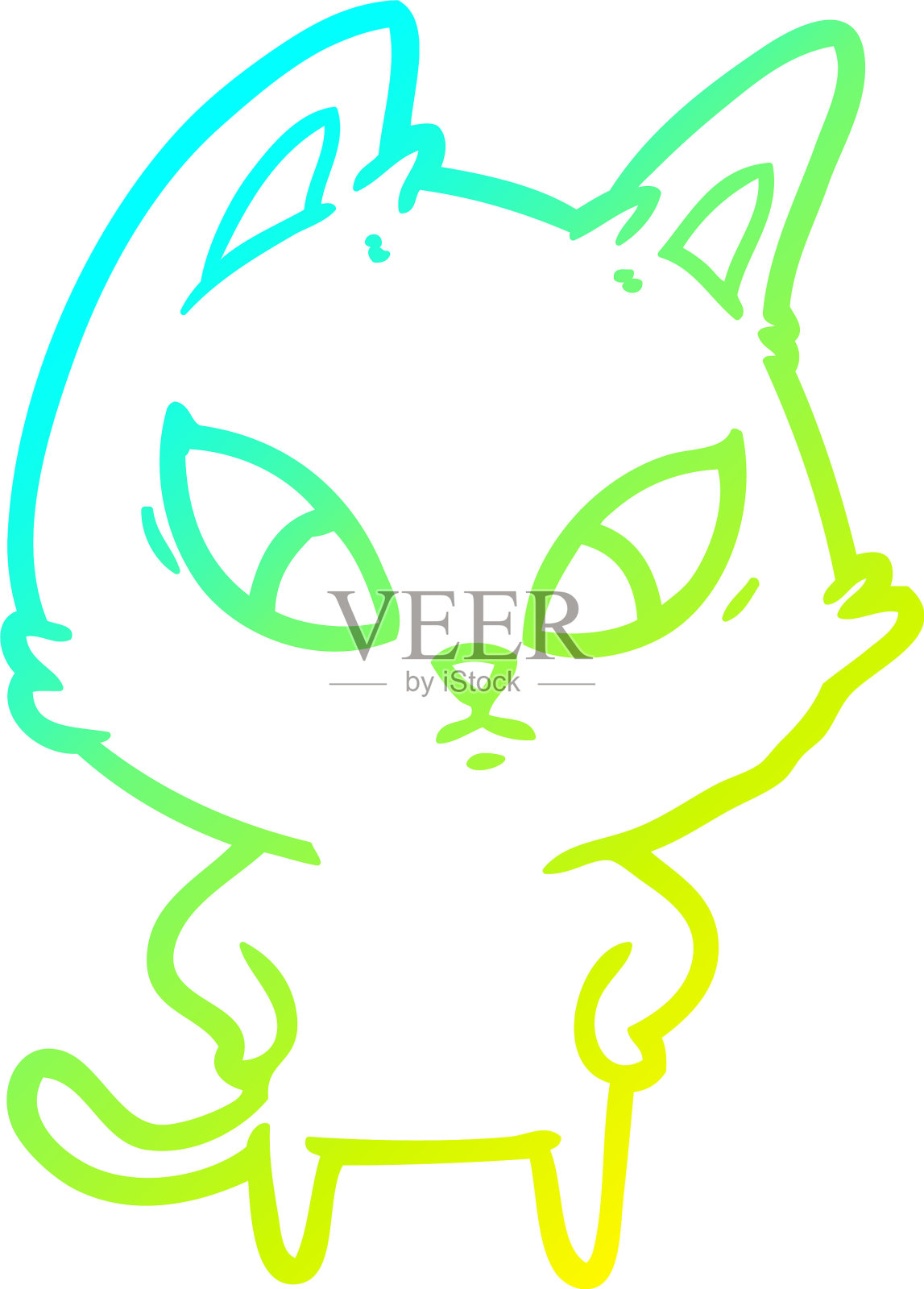 冷梯度线画糊涂卡通猫设计元素图片