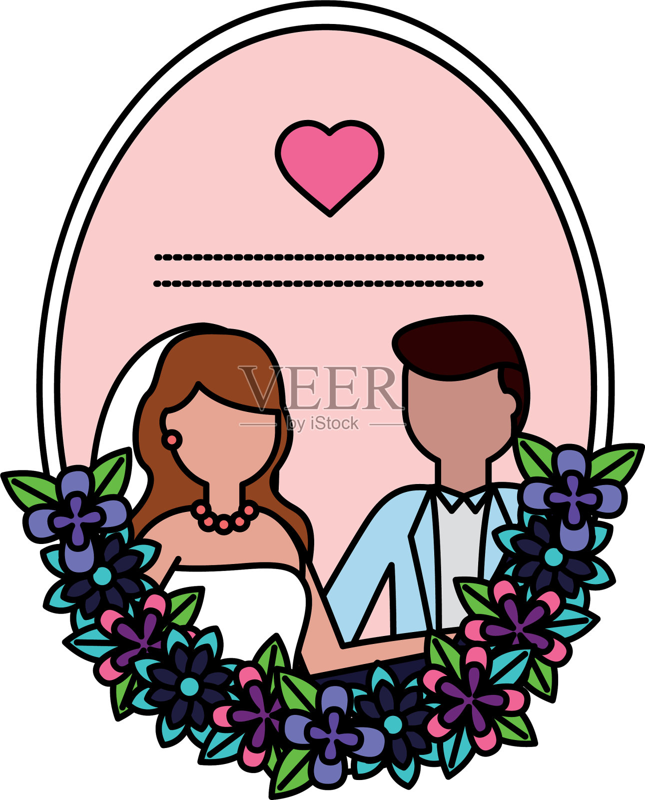 新郎新娘爱花结婚设计元素图片