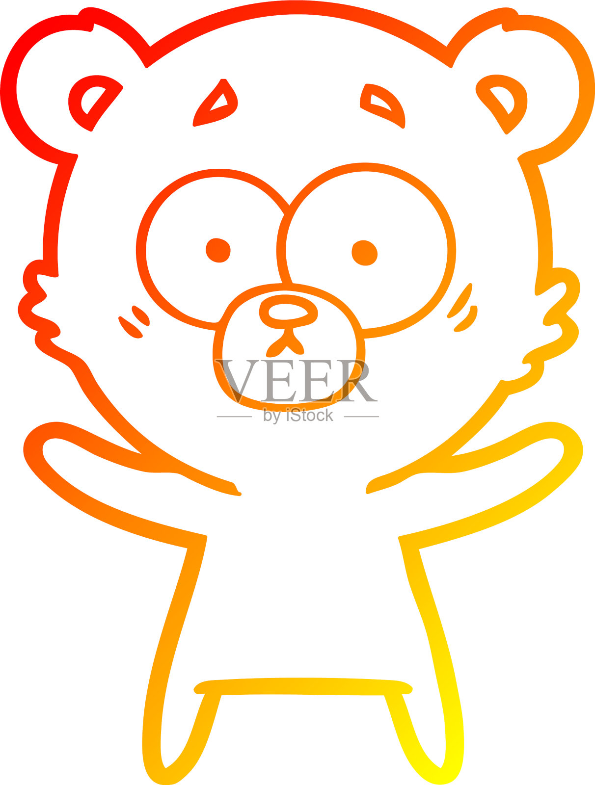 温暖的梯度线画惊喜熊卡通设计元素图片