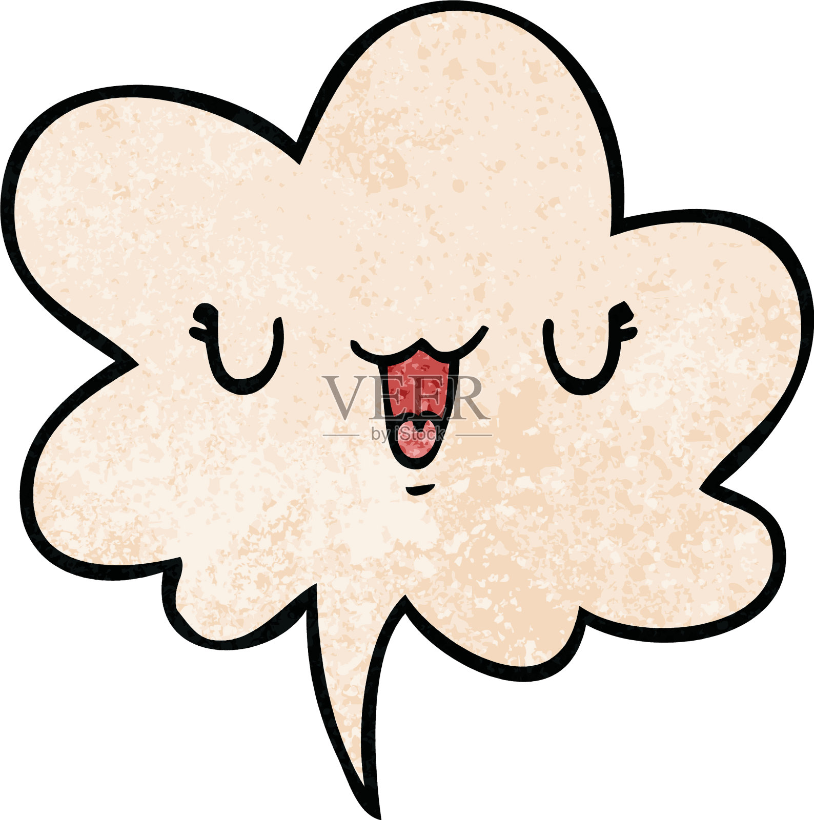 可爱快乐的卡通脸和语音泡泡在插画图片素材