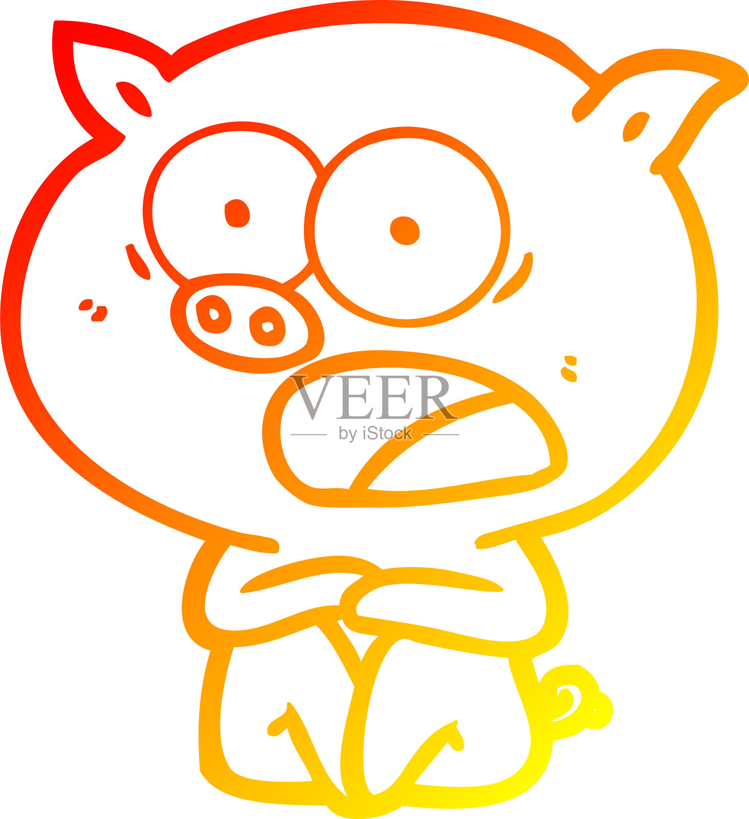 温暖的梯度线画震惊卡通猪设计元素图片